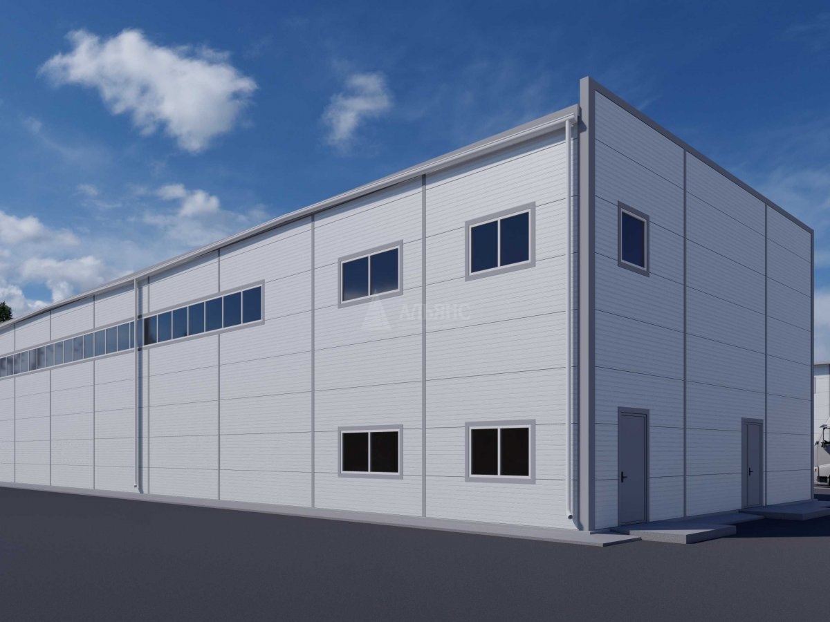 3D визуализация Склад с АБК из сэндвич панелей - фото 4