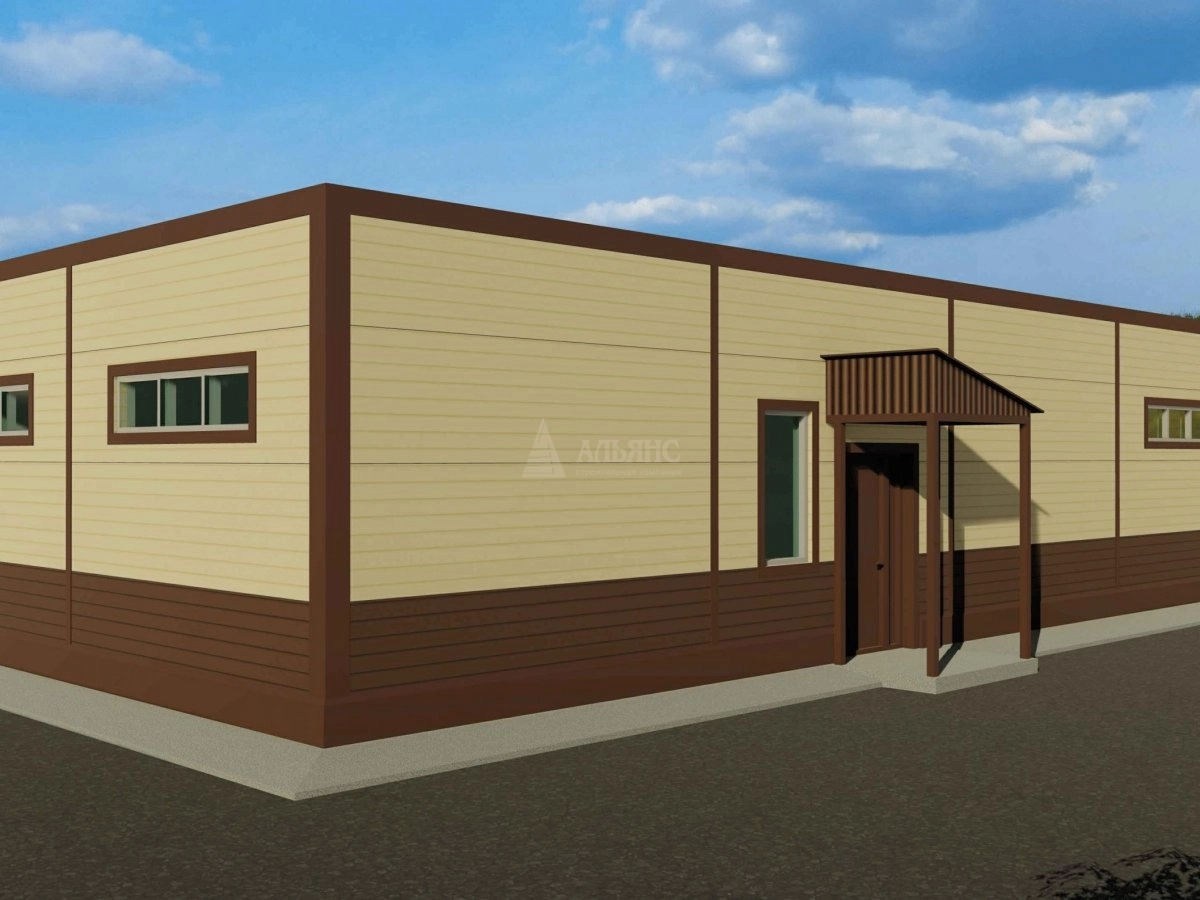 3D визуализация Офис с гаражом из сэндвич-панелей - фото 3