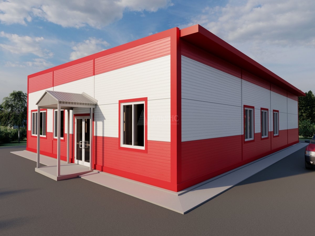 3D визуализация Кафе-столовая из сэндвич-панелей - фото 2